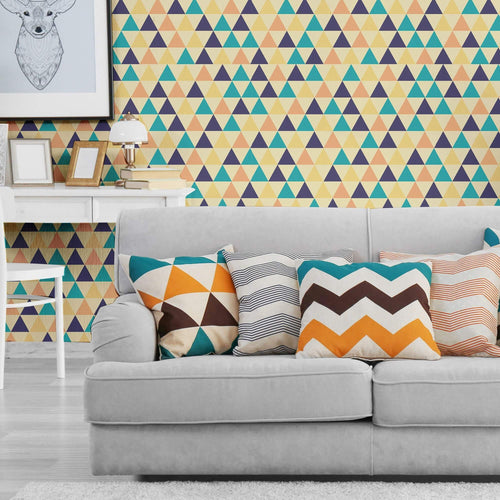 Yellow Triangles Geometric Removable Wallpaper 3339| Walls By Me