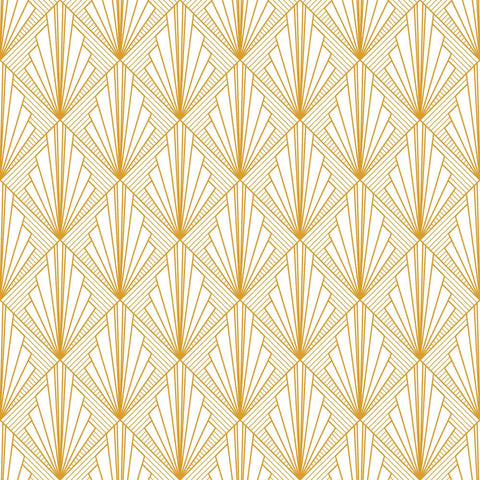 Vintage finesse takes a fun route in this distinctive peel and stick wallpaper.