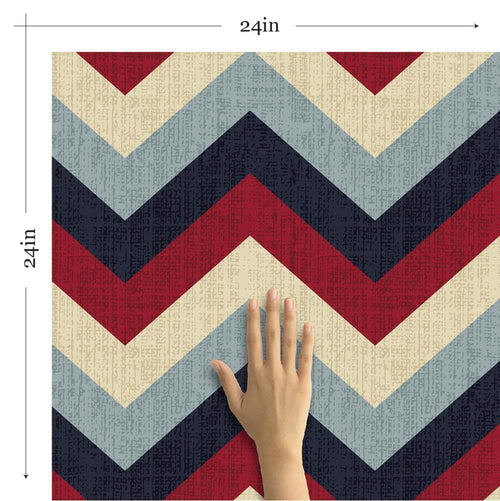 Red and Blue Chevron Geometric Removable Wallpaper 7037| Walls By Me