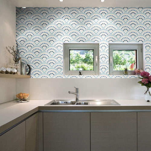 Navy Circles Geometric Peel and Stick Removable Wallpaper