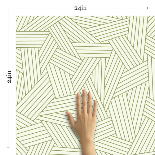 Green and Tan Pattern Geometric Peel and Stick Removable Wallpaper