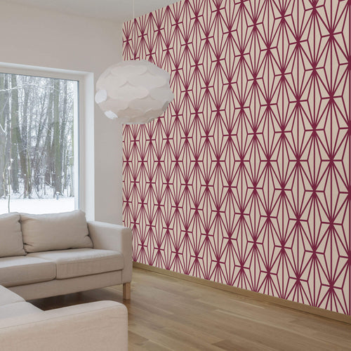 Violet and Beige Diamond Geometric Peel and Stick Removable Wallpaper