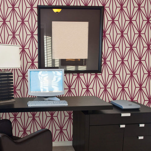 Violet and Beige Diamond Geometric Peel and Stick Removable Wallpaper
