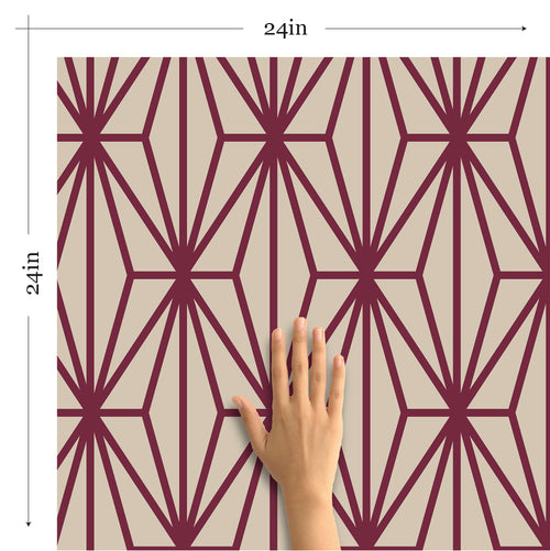 Violet and Beige Diamond Geometric Peel and Stick Removable Wallpaper