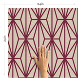Violet and Beige Diamond Geometric Peel and Stick Removable Wallpaper