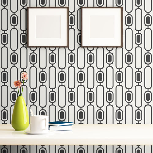 Black and White Motif Geometric Removable Wallpaper 185b| Walls By Me