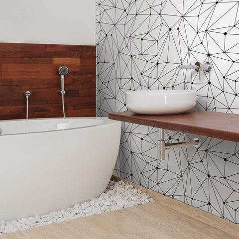 Black and White Lines Geometric Peel and Stick Removable Wallpaper