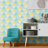 Green Triangles Geometric Removable Wallpaper 9734| Walls By Me