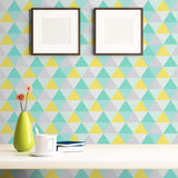 Green Triangles Geometric Removable Wallpaper 9734| Walls By Me
