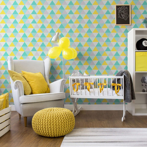Green Triangles Geometric Removable Wallpaper 9734| Walls By Me