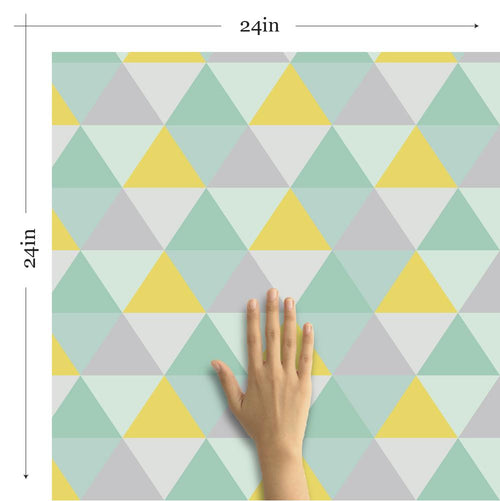 Green Triangles Geometric Removable Wallpaper 9734| Walls By Me