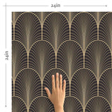 Art Deco grandeur with this dramatic peel and stick wallpaper