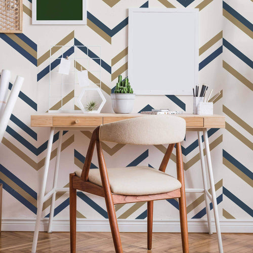Blue and brown Geometric Peel and Stick Removable Wallpaper for home