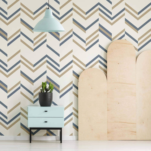 Blue and brown Geometric Peel and Stick Removable Wallpaper for home