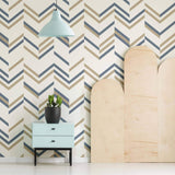 Blue and brown Geometric Peel and Stick Removable Wallpaper for home
