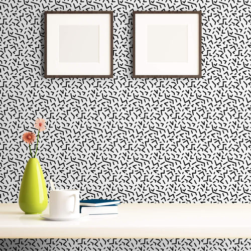Black and White Textured Geometric Removable Wallpaper 6890| Walls By Me