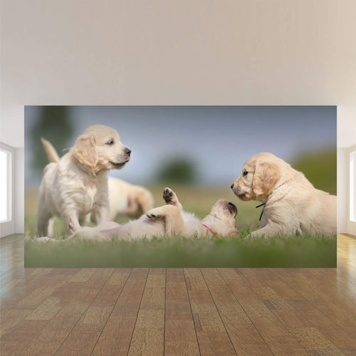 Green and Tan Dog Peel and Stick Removable Wall Mural 5643