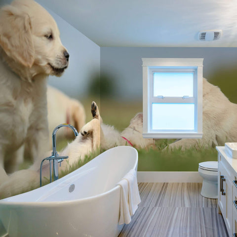 Green and Tan Dog Peel and Stick Removable Wall Mural 5643