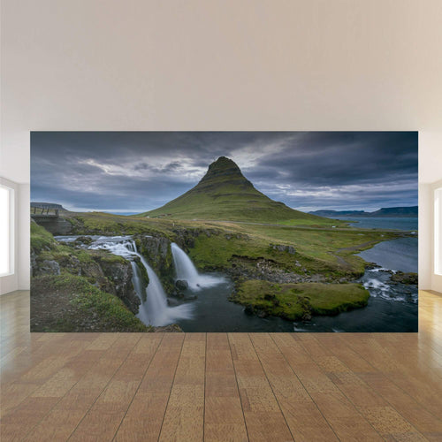 Green and Blue Waterfall Landscape Peel and Stick Removable Wall Mural 7800