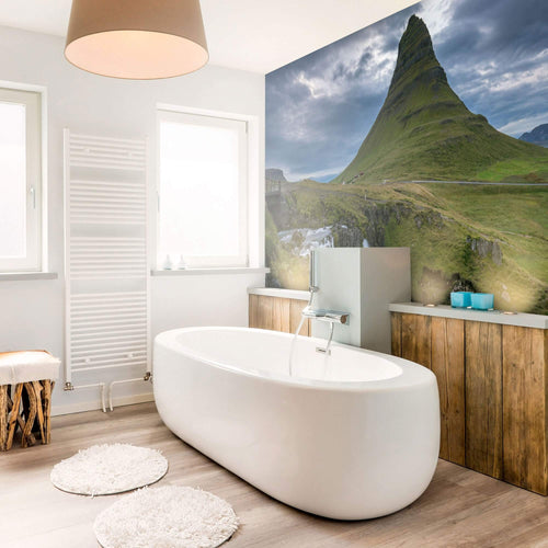 Green and Blue Waterfall Landscape Peel and Stick Removable Wall Mural 7800