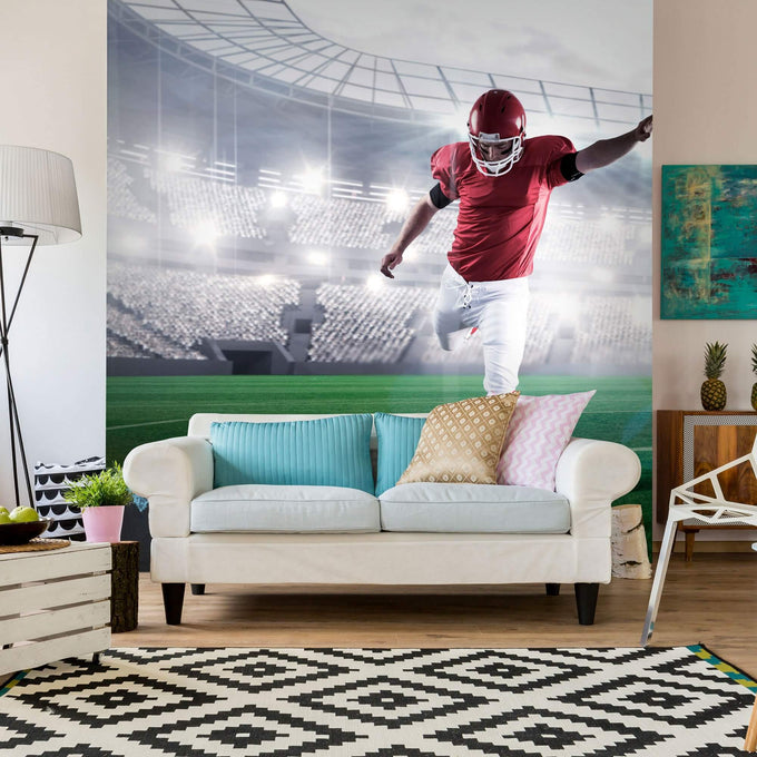 Green and Red Football Peel and Stick Removable Wall Mural 4606