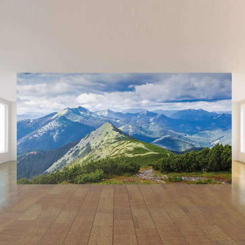 Green and White Mountain Landscape Peel and Stick Removable Wall Mural 5280