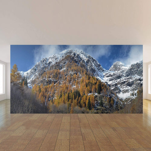 Green and White Mountain Landscape Peel and Stick Removable Wall Mural 8476