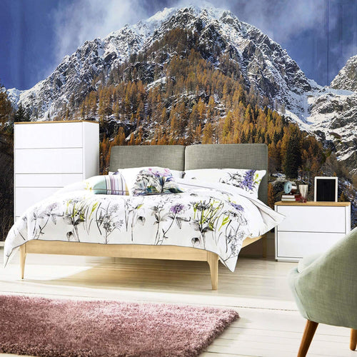 Green and White Mountain Landscape Peel and Stick Removable Wall Mural 8476