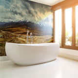 Brown and Green Mountain Landscape Peel and Stick Removable Wall Mural 9878