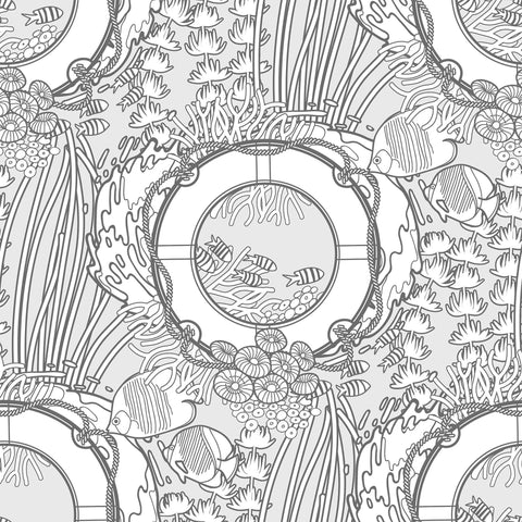 White and Grey Fish Nautical Removable Wallpaper 0518| Walls By Me