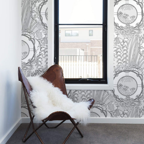 White and Grey Fish Nautical Removable Wallpaper 0518| Walls By Me