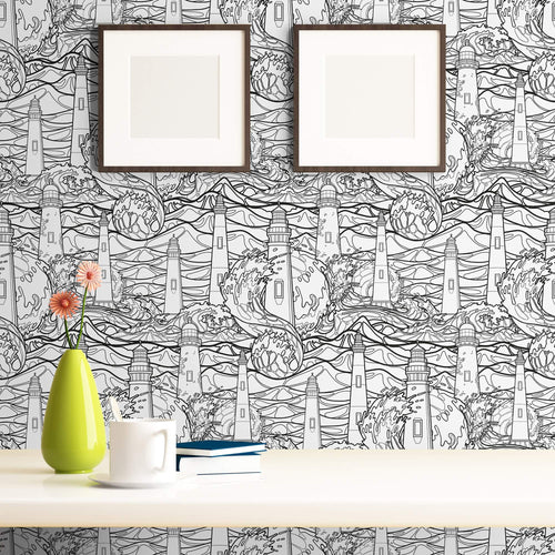 Black and White Nautical Removable Wallpaper 1676| Walls By Me