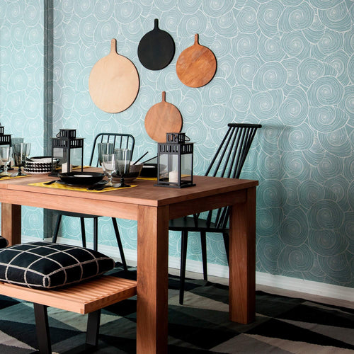 Teal and White Nautical Peel and Stick Removable Wallpaper