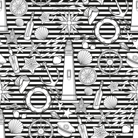 White Striped Nautical Removable Wallpaper 2936| Walls By Me