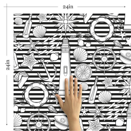 White Striped Nautical Removable Wallpaper 2936| Walls By Me