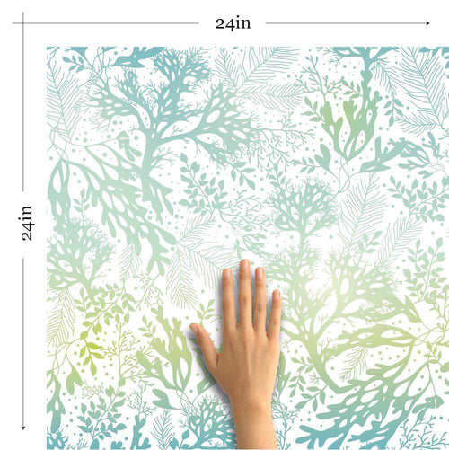 White and Turquoise Nautical Peel and Stick Removable Wallpaper