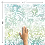 White and Turquoise Nautical Peel and Stick Removable Wallpaper