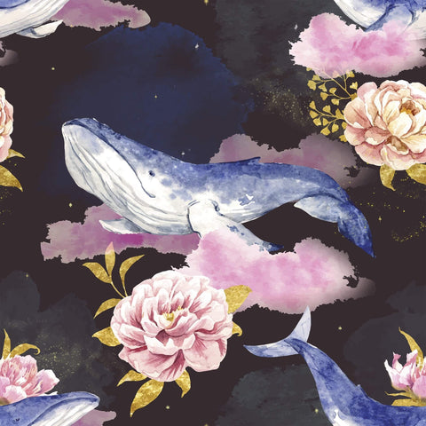 Pink and Gold Watercolor Nautical Peel and Stick Removable Wallpaper