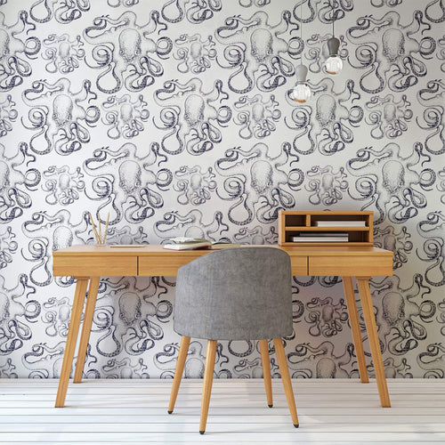 Black Fish Nautical Peel and Stick Removable Wallpaper