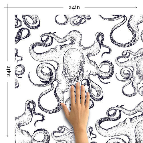 Black Fish Nautical Peel and Stick Removable Wallpaper