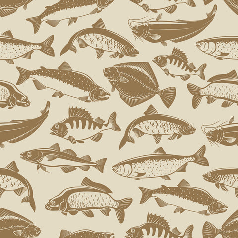 Brown and Beige Fish Nautical Removable Wallpaper 3220| Walls By Me
