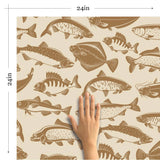 Brown and Beige Fish Nautical Removable Wallpaper 3220| Walls By Me