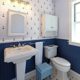 White and Black Geometric Nautical Peel and Stick Removable Wallpaper 9805