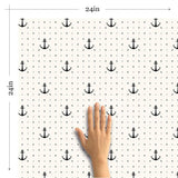 White and Black Geometric Nautical Peel and Stick Removable Wallpaper 9806