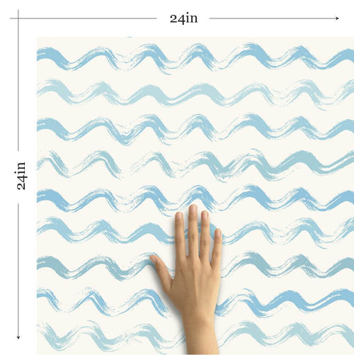 White and Blue Watercolor Nautical Peel and Stick Removable Wallpaper