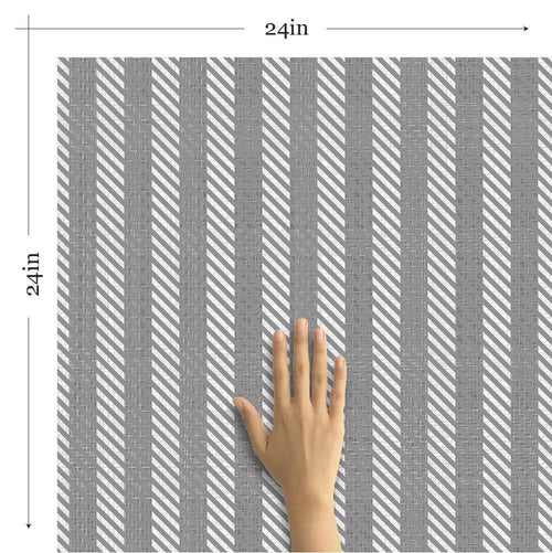 Grey and White Striped Nautical Peel and Stick Removable Wallpaper
