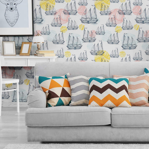 Red and Yellow Nautical Removable Wallpaper 0018| Walls By Me