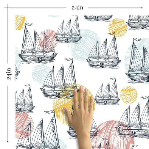 Red and Yellow Nautical Removable Wallpaper 0018| Walls By Me