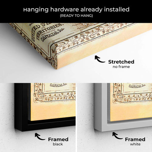 Beige old US map Wall Art Canvas 3720