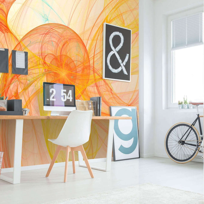 Orange Abstract Peel and Stick Removable Wall Mural 6776